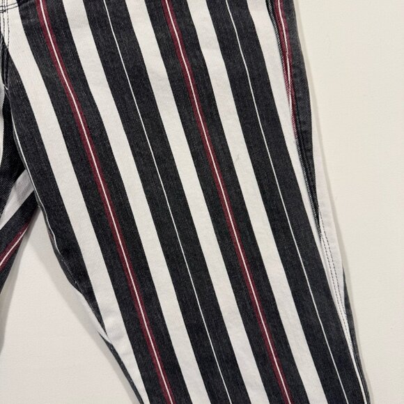 FRAME Le Sylvie Slender Straight Stripe Jeans 28 Black White Cherry Red Chic USA - Picture 14 of 15